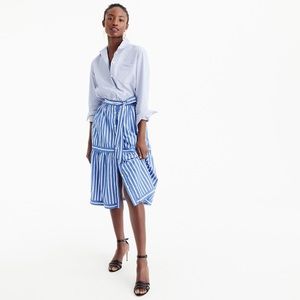 J. Crew button front striped skirt w/ tie belt 10